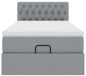 Οθωμανικό κρεβάτι με στρώμα &amp; LEDs Ανοιχτό γκρι 80x200cm ύφασμα 3312346