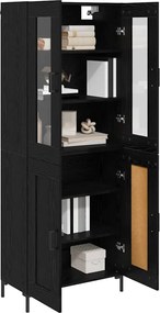 vidaXL Highboard 2 pcs Μαύρη Οξυά Επεξεργασμένο ξύλο