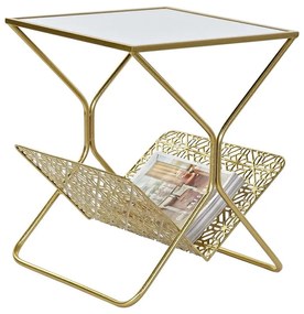 Ράφι για περιοδικά DKD Home Decor Χρυσό Μέταλλο Καθρέφτης 45 x 45 x 55 cm