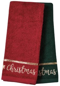 Ποτηρόπανα Christmas 0702 (Σετ 2τμχ) Red-Green Das Home