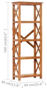 vidaXL Βιβλιοθήκη 60x30x160 εκ. Μασίφ Ξύλο Ακακίας με Μελί Φινίρισμα