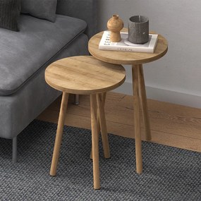 Τραπεζάκια βοηθητικά σετ 2 τμχ Roma Megapap χρώμα oak Ø34x46εκ.-GP022-0097,3
