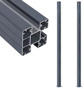 vidaXL Στύλοι Περίφραξης 2 τεμ. Σκούρο Γκρι 185 εκ. Αλουμινίου