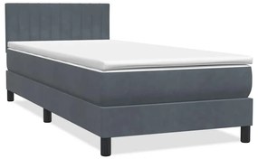 vidaXL Κρεβάτι Boxspring με Στρώμα Σκούρο Γκρι 80x220 εκ. Βελούδινο