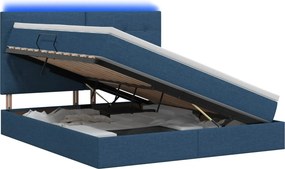vidaXL LED Κρεβάτι αποθήκευσης με στρώμα Μπλε 140 x 200 cm Ύφασμα