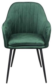 Valery Πολυθρόνα Μέταλλο Βαφή Μαύρο / Ύφασμα Velure Forest Green . Διάσταση: 55x61x87cm (Σετ 2 ΤΕΜ)