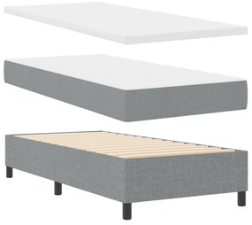 vidaXL Κρεβάτι Box Spring  με Στρώμα & LED Ανοικτό Γκρι 90x190 εκ. Ύφασμα