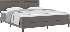 vidaXL Κρεβάτι με ελατήρια με στρώμα Γκρι 180 x 200 cm Τεχνητό δέρμα