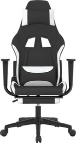 vidaXL Καρέκλα Gaming Μαύρο/Λευκό Ύφασμα με Υποπόδιο