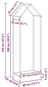 ΡΑΦΙ ΓΙΑ ΚΑΥΣΟΞΥΛΑ ΑΝΘΡΑΚΙ 40X25X120 CM ΑΤΣΑΛΙ ΨΥΧΡΗΣ ΕΛΑΣΗΣ 864301