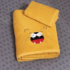 Πετσέτες Παιδικές Angry Lion (Σετ 2τμχ) Gold Nef-Nef Towels Set 70x140cm 100% Βαμβάκι