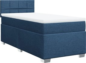 vidaXL Κρεβάτι Boxspring με Στρώμα Μπλε 90x190 εκ.Υφασμάτινο