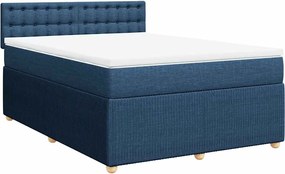 vidaXL Κρεβάτι Boxspring με Στρώμα Μπλε 140x200 εκ. Υφασμάτινο