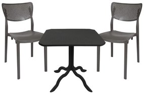 Τραπεζαρία Groovy-Ignite σετ 3τεμ PP ανθρακί 80x80x74,5εκ. 80x80x74.5 εκ.