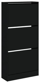 Παπουτσοθήκη Μαύρη 60x21x125,5 εκ. από Επεξεργασμένο Ξύλο - Μαύρο