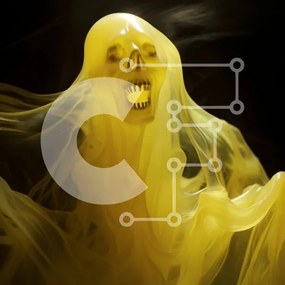 Intra Συλλεκτικό Ξύλινο Παζλ Plywood 4mm - Κίτρινο φάντασμα που επιπλέει στον αέρα Σε Ξύλινο Κουτί - Διαστάσεις Puzzle: 10x10 cm – 25 κομμάτια