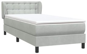 Box Spring κρεβάτι με στρώμα ανοιχτό γκρι 100x220 εκ. Βελούδινο - Γκρι