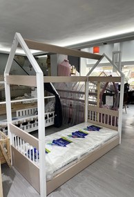Montessori παιδικό κρεβάτι μασίφ οξιά με αφαιρούμενη σκεπή με ΔΩΡΟ το στρώμα - Εκθεσιακό