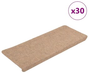 vidaXL Πατάκια Σκάλας Αυτοκόλλητα 30 τεμ. Μπεζ 65x24,5x3,5 εκ.