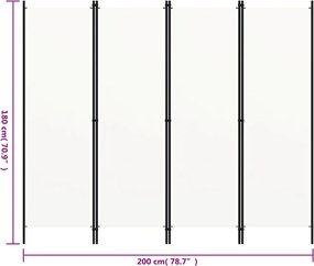 vidaXL Διαχωριστικό Δωματίου με 4 Πάνελ Λευκό 200 x 180 εκ.