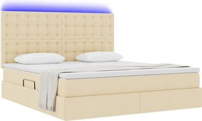 vidaXL LED Κρεβάτι αποθήκευσης με στρώμα Κρέμ 180 x 200 cm Ύφασμα