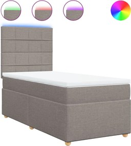 vidaXL Κρεβάτι Boxspring με Στρώμα Taupe 90x200 εκ. Υφασμάτινο