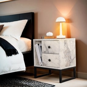 Κομοδίνο Με Συρτάρια &amp; Ράφι (45.2x29.5x50) A-G Glimmer 241NRD1408 Marble/Black