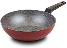 Τηγάνι Γουόκ Αντικολλητικό Taurus 10-144-060 28cm Bordo-Black Nava 28cm Aluminium