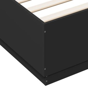 Πλαίσιο Κρεβατιού με LED Μαύρο 160x200 εκ Επεξεργ. Ξύλο - Μαύρο