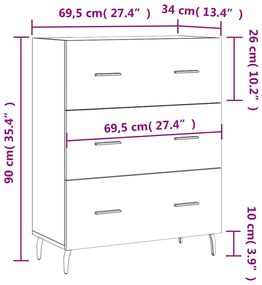 Ντουλάπι Γκρι Sonoma 69,5 x 34 x 90 εκ. από Επεξεργασμένο Ξύλο 827874
