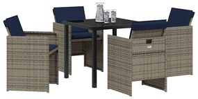 vidaXL Σέτ φαγητού για κήπο με μαξιλάρι 5 pcs Γκρι Πολυ ράταν