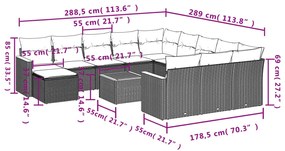 vidaXL Σετ Καναπέ Κήπου 13τεμ Μπεζ Συνθ. Ρατάν με Μαξιλάρια