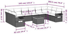 vidaXL Σαλόνι Κήπου Σετ 11 Τεμαχίων Μαύρο Συνθετικό Ρατάν με Μαξιλάρια
