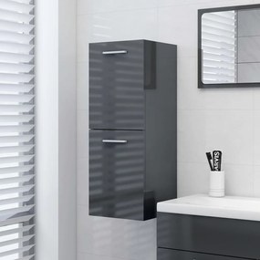 vidaXL Ντουλάπι Μπάνιου Γυαλιστερό Γκρι 30 x 30 x 80 εκ. Μοριοσανίδα