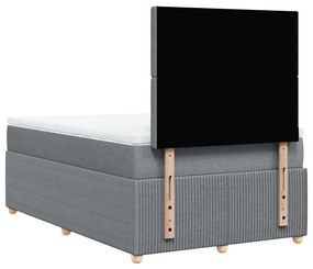 vidaXL Κρεβάτι Boxspring με Στρώμα Ανοιχτό Γκρι 120x200 εκ. Υφασμάτινο