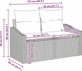 vidaXL Σετ Καναπέ Κήπου 8 τμχ. Μαύρο συνθετικό ρατάν