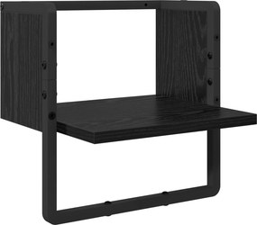 vidaXL Σετ ραφιών τοίχου με ράφι 4 pcs Μαύρη Οξυά 65 x 25 x 30 cm