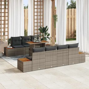 vidaXL Σετ Καναπέ Κήπου με αποθήκευση 8 pcs Γκρι Πολυ ράταν