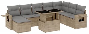 vidaXL Σαλόνι Κήπου Σετ 9 τεμ. Μπεζ Συνθετικό Ρατάν με Μαξιλάρια