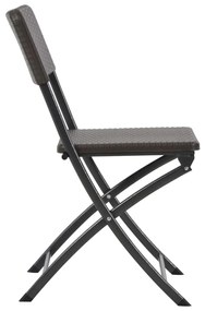 vidaXL Καρέκλες Κήπου Πτυσσόμενες 4 τεμ. Καφέ από HDPE / Ατσάλι