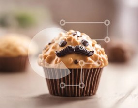 Intra Συλλεκτικό Ξύλινο Παζλ Plywood  4mm - Cupcake με μουστάκια σοκολάτας σε επιδόρπιο τραπέζι Σε Ξύλινο Κουτί - Διαστάσεις: 10x10 cm – 25 κομμάτια