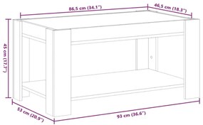 Τραπεζάκι Σαλονιού με LED Δρυς 93x53x45 εκ. Επεξεργασμένο Ξύλο - Καφέ