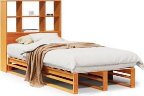 vidaXL Κρεβάτι Βιβλιοθήκη Χωρίς Στρώμα Καφέ 75x190 εκ Μασίφ Πεύκο