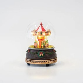 Καρουζέλ Led  Μπαταρίας σε Γυάλινο Θόλο, 12x12xY16cm, Μουσική-Κίνηση Eurolamp 600-45813