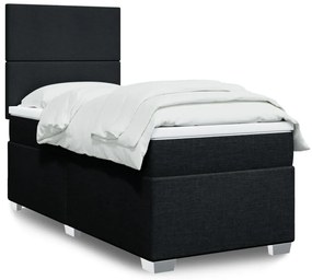 vidaXL Κρεβάτι Boxspring με Στρώμα Μαύρο 100 x 200 εκ. Υφασμάτινο