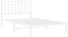 vidaXL Πλαίσιο Κρεβατιού με Κεφαλάρι Λευκό 107 x 203 εκ. Μεταλλικό