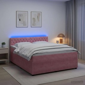 vidaXL Κρεβάτι box spring με στρώμα Ροζ 140 x 190 cm Βελούδο