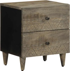 vidaXL κομοδίνο ντουλάπι ανοιχτό γκρι 40x33x46 cm μασίφ ξύλο Mango