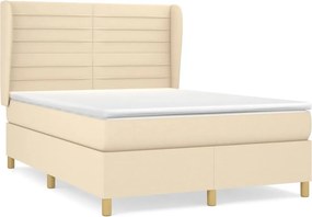 vidaXL Κρεβάτι Boxspring με Στρώμα Κρεμ 140x200 εκ. Υφασμάτινο