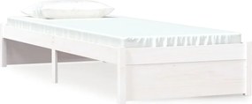 vidaXL Πλαίσιο Κρεβατιού Λευκό 75x190 εκ. Μασίφ Ξύλο Small Single